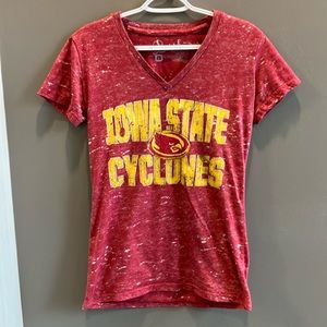 Presslogo Iowa State Cyclones ISU Women’s Red & Gold Shortsleeved T-Shirt Size L